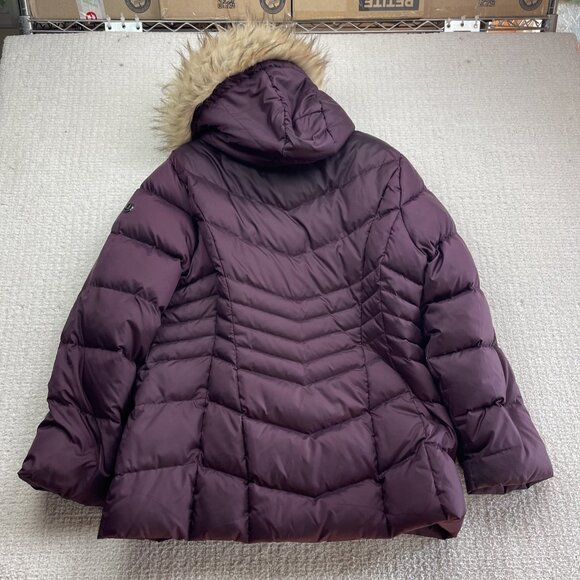 Calvin Klein Down Jacket Puffer Coat Brown w Removable Hood & Fur Trim Sz XL ** - Picture 11 of 16